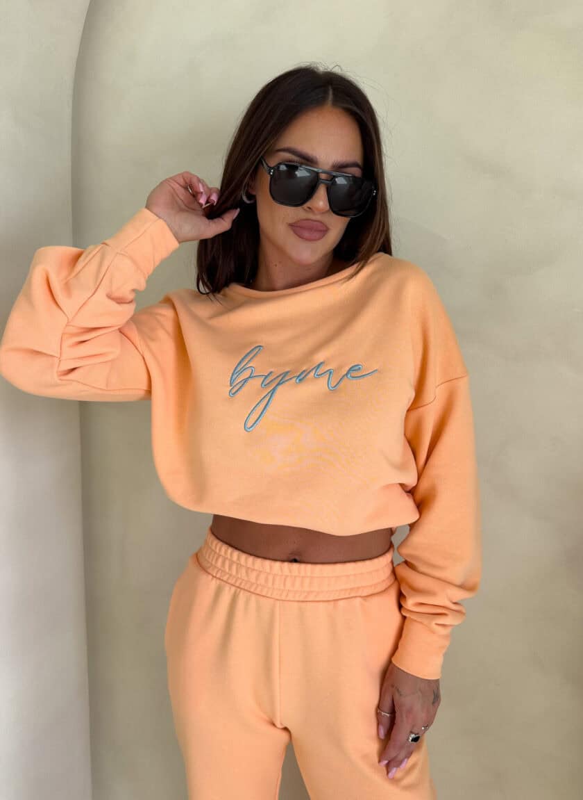 Bluza dresowa LOGO  – morelowa - obrazek 7