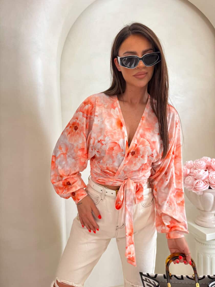 Bluzka KAIRA print piwonia – peach - obrazek 3