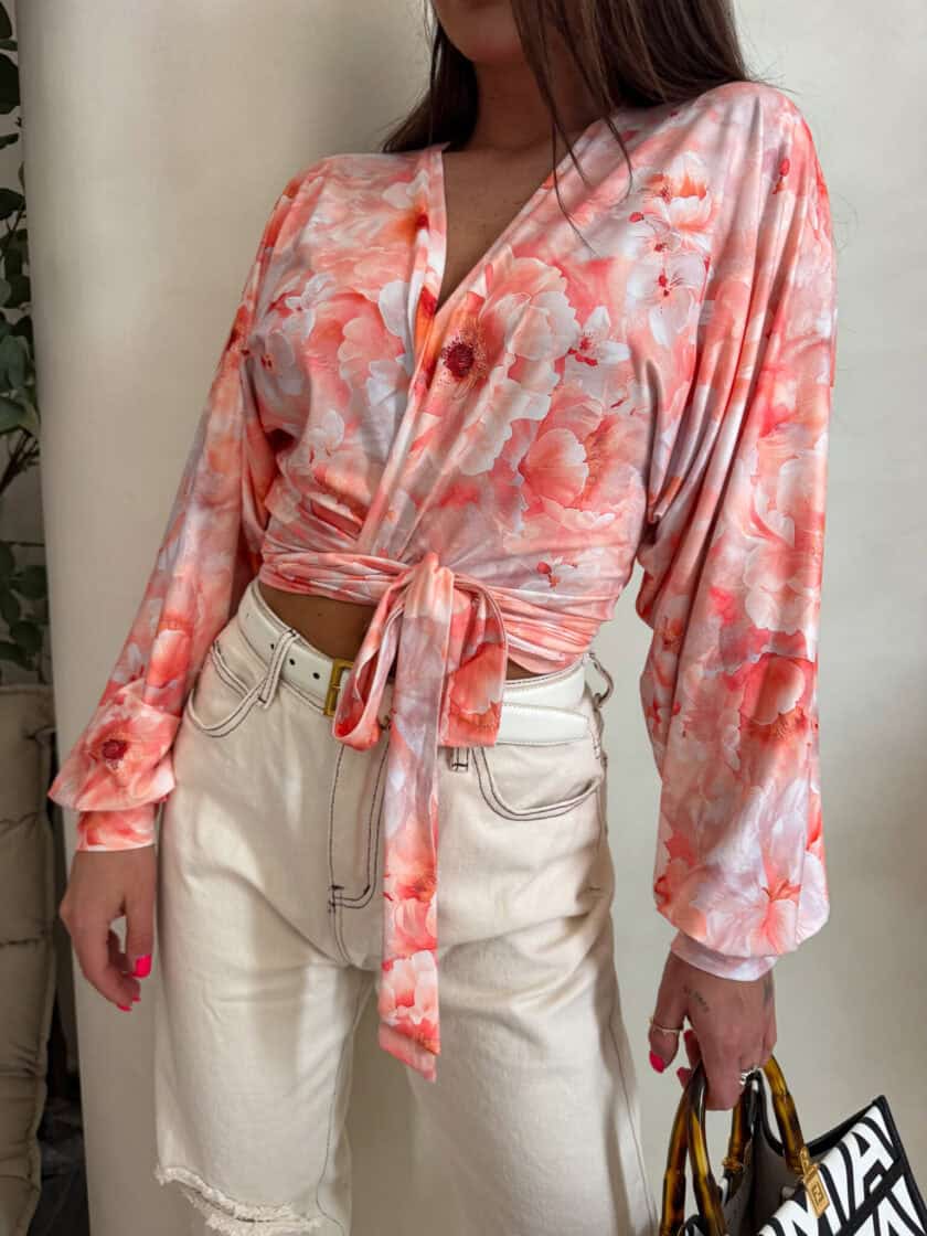 Bluzka KAIRA print piwonia – peach - obrazek 6