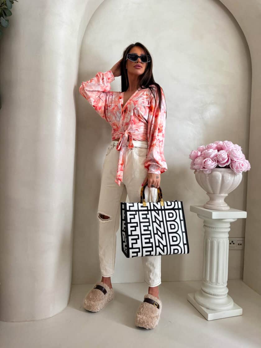 Bluzka KAIRA print piwonia – peach - obrazek 5