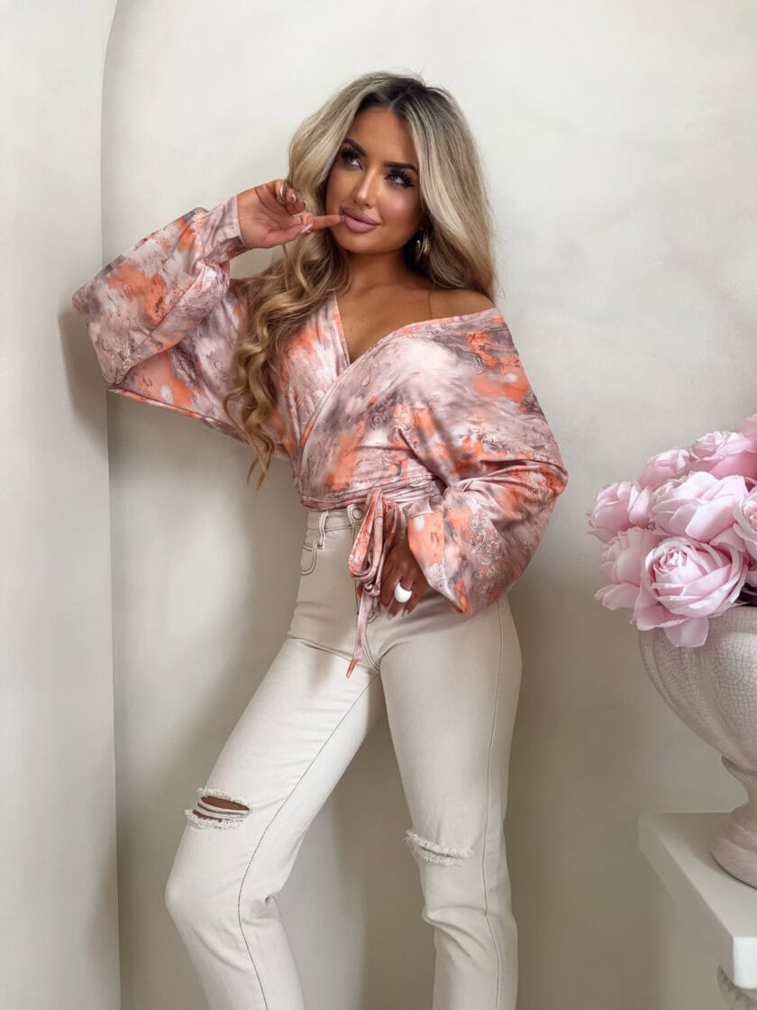 Bluzka KAIRA print ornament – peach - obrazek 2