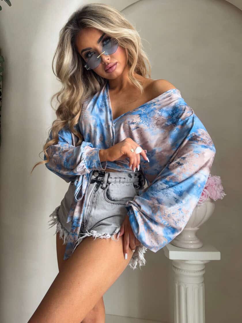 Bluzka KAIRA print ornament – blue - obrazek 4