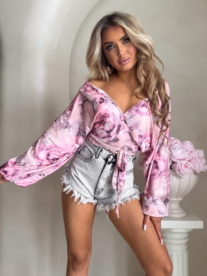 Bluzka KAIRA print flower – pink - obrazek 5