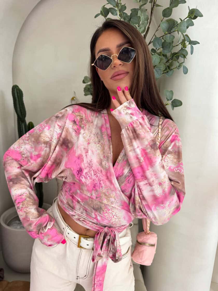 Bluzka KAIRA print ornament – różowy - obrazek 3