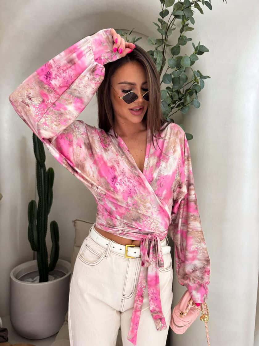 Bluzka KAIRA print ornament – różowy