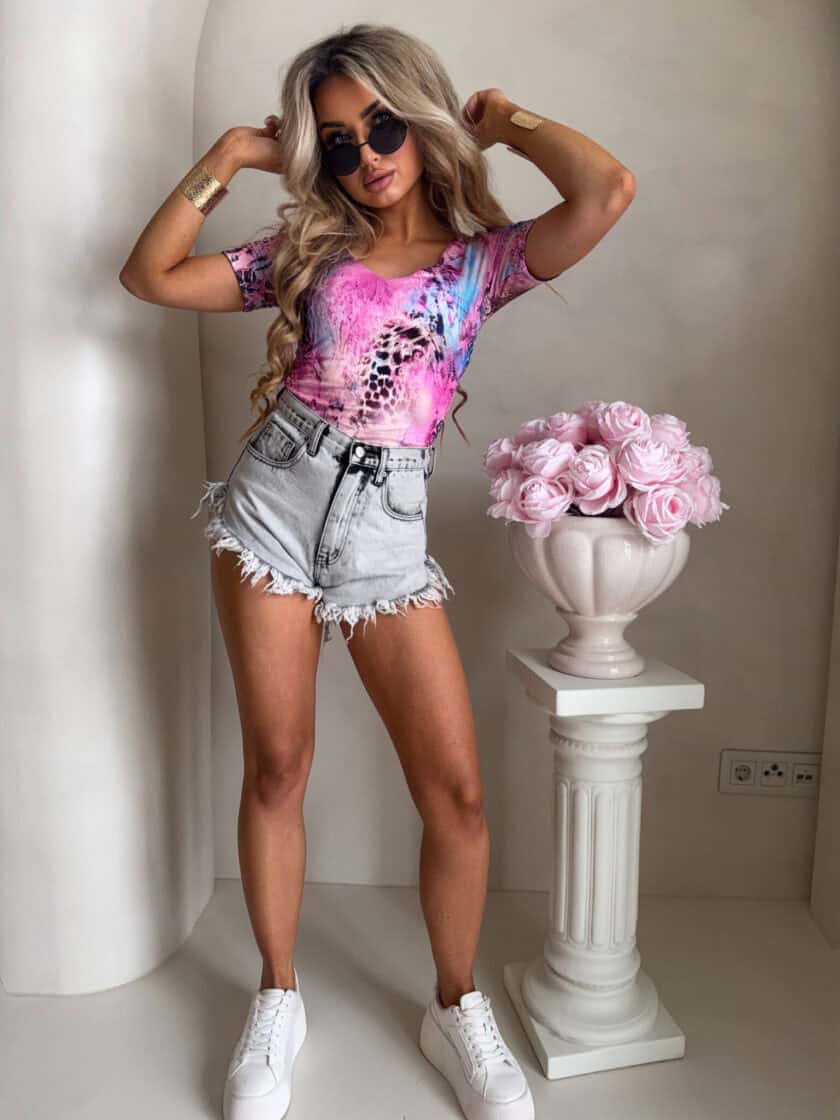 Bluzka UNIQUE print pantera - różowa - obrazek 3