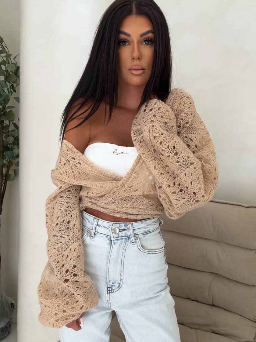 Kimono RICE - ciemny beż - obrazek 2