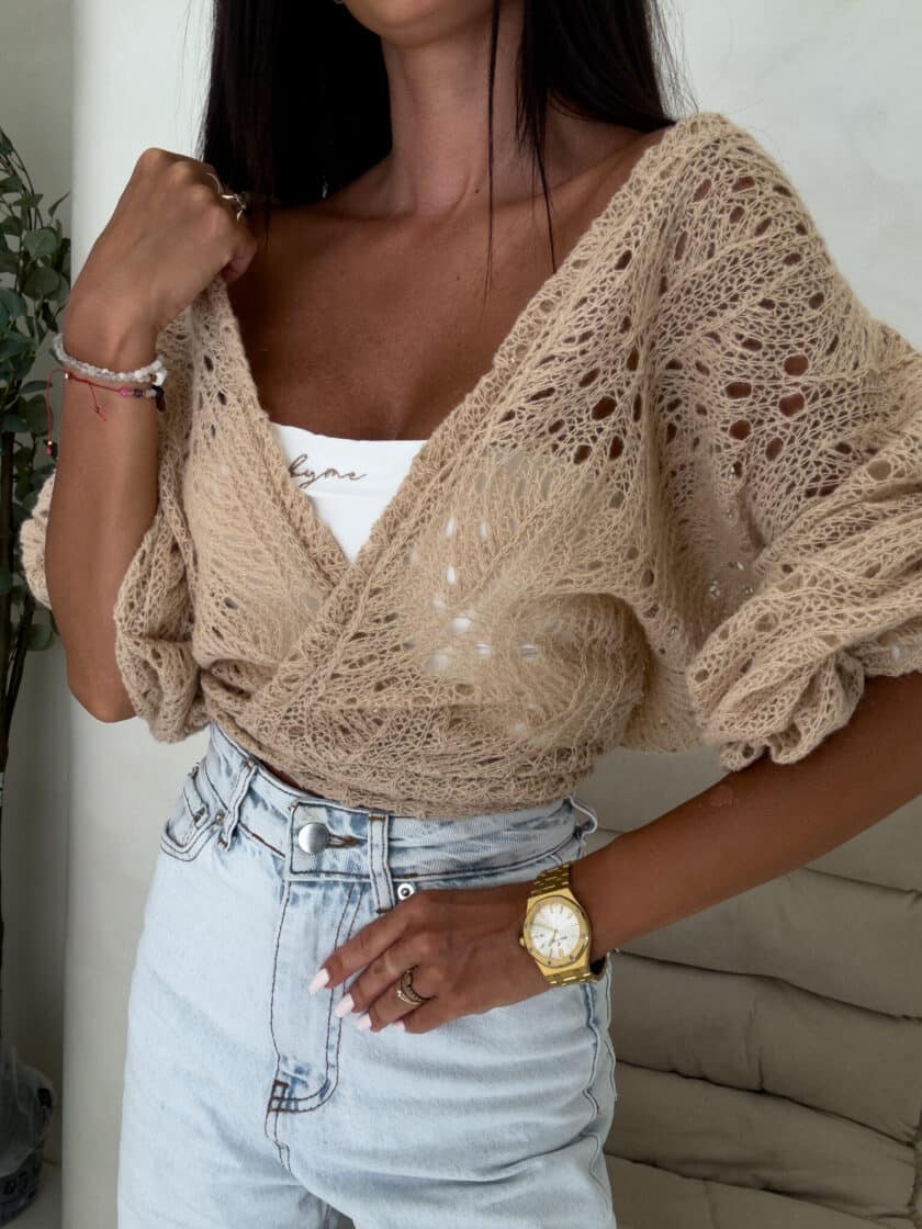 Kimono RICE - ciemny beż - obrazek 6