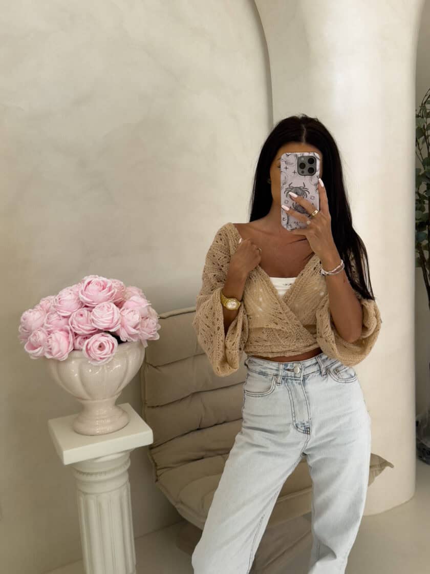 Kimono RICE - ciemny beż - obrazek 5