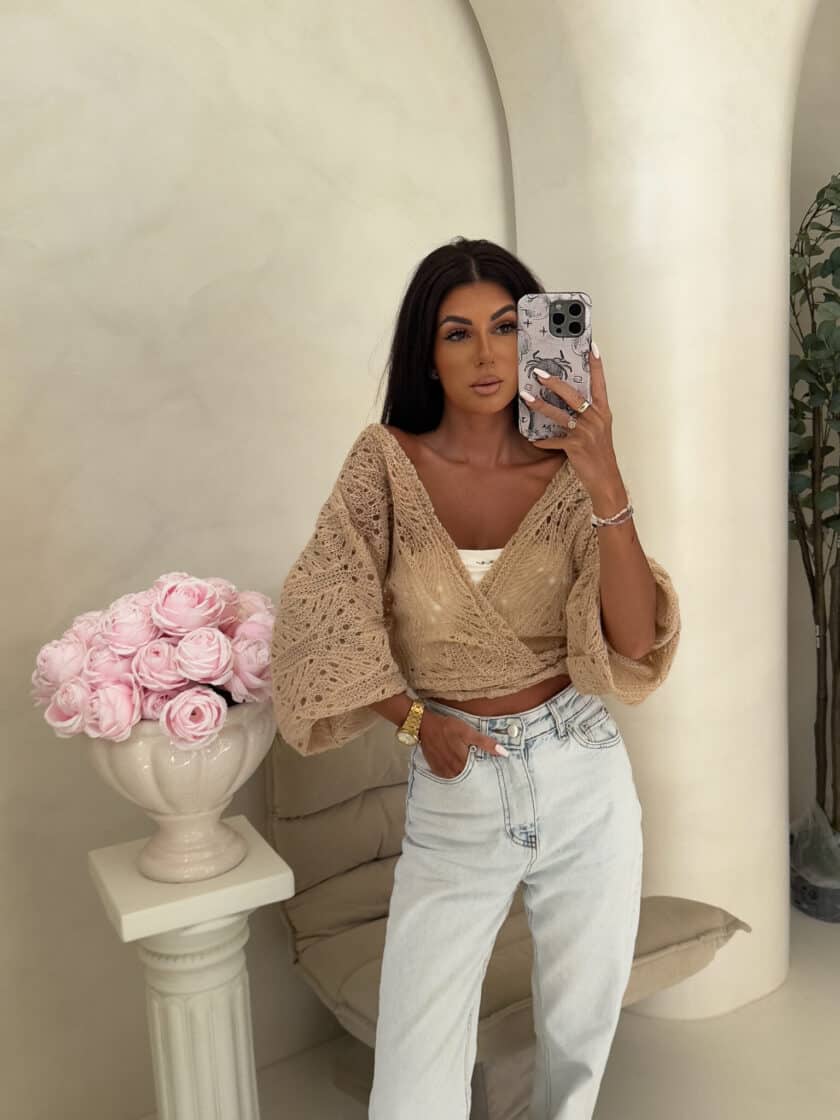 Kimono RICE - ciemny beż - obrazek 10