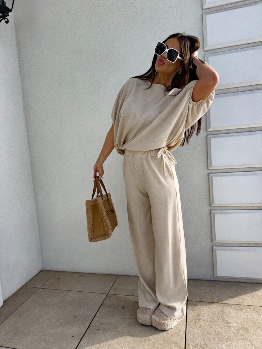 Komplet LUXE prążek – jasny beż - obrazek 5