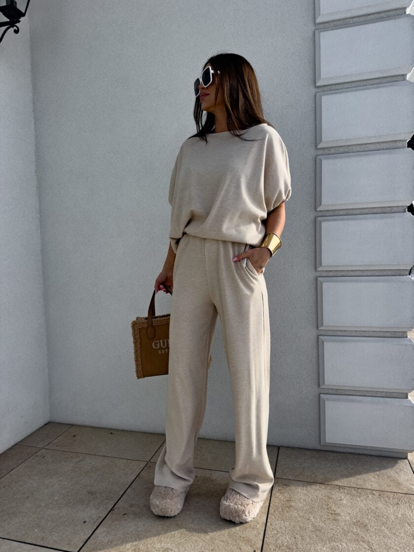 Komplet LUXE prążek – jasny beż - obrazek 7