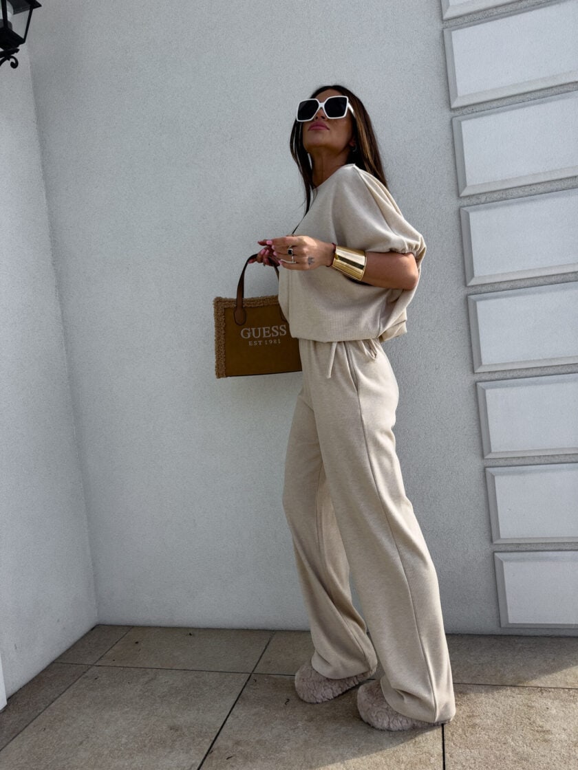 Komplet LUXE prążek – jasny beż - obrazek 12