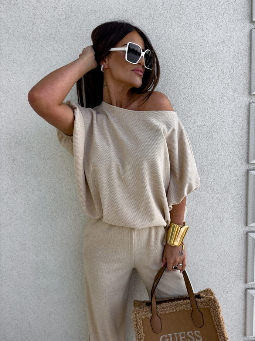 Komplet LUXE prążek – jasny beż - obrazek 14