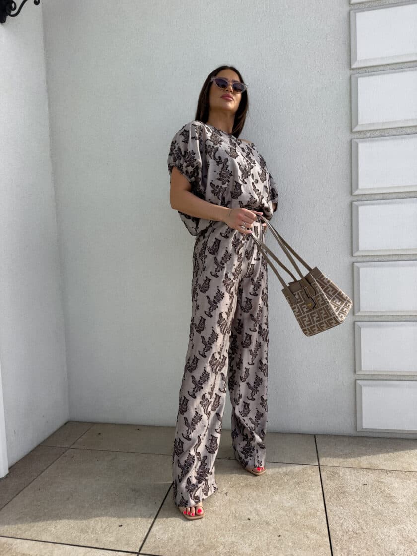 Komplet LUXE print ornament – kawowy