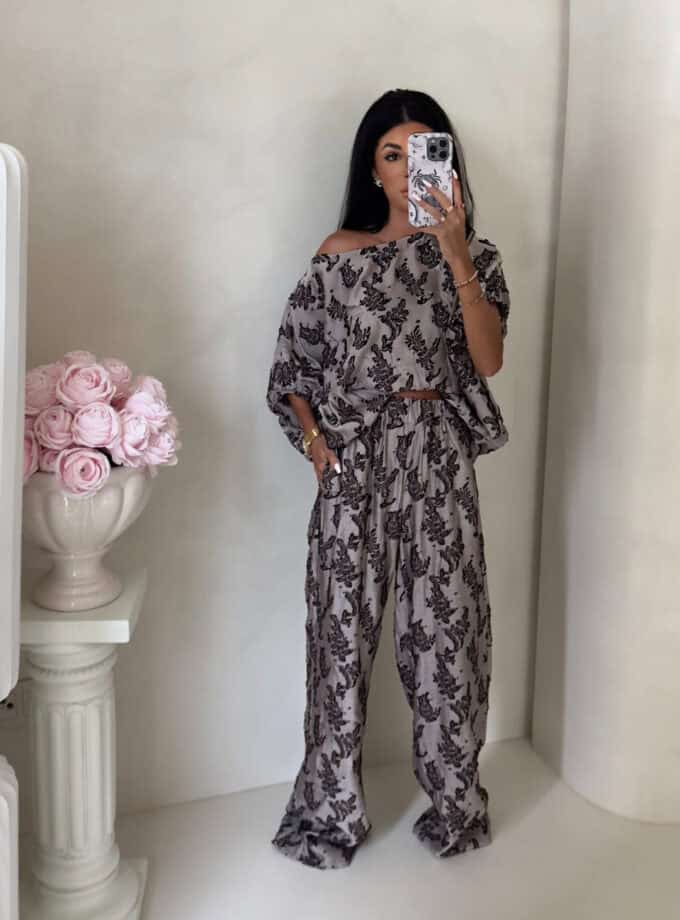 Komplet LUXE print ornament – kawowy