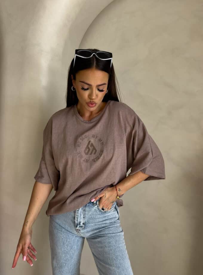 T-shirt NIRVANA – ciemny beż