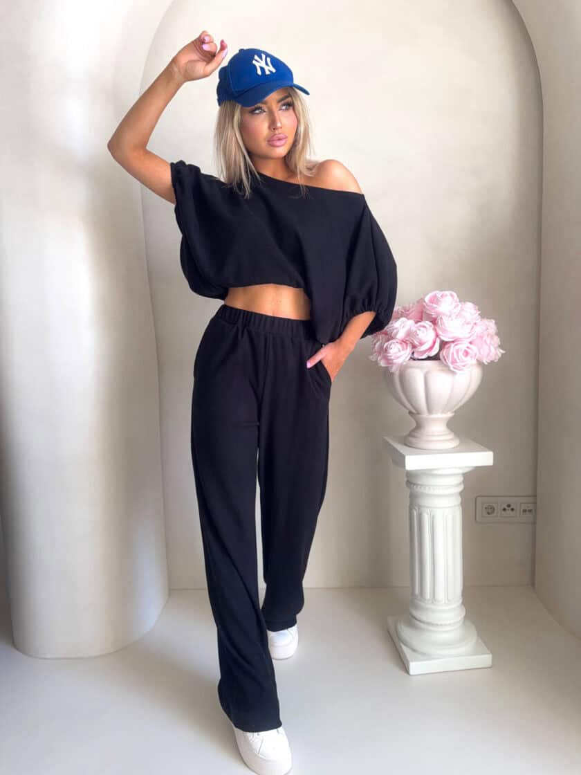 Komplet LUXE prążek – czarny - obrazek 2