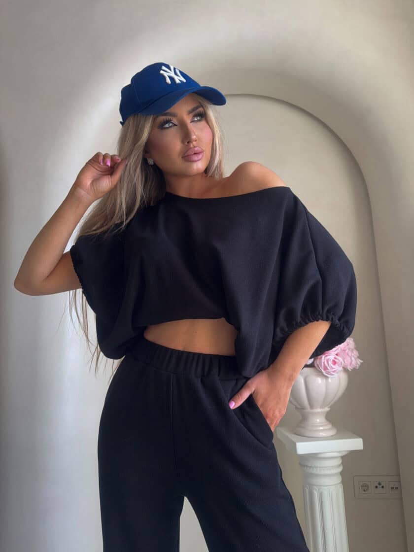 Komplet LUXE prążek – czarny - obrazek 3