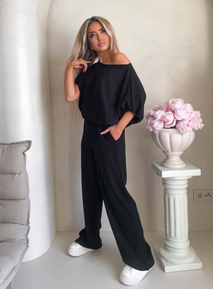 Komplet LUXE prążek – czarny