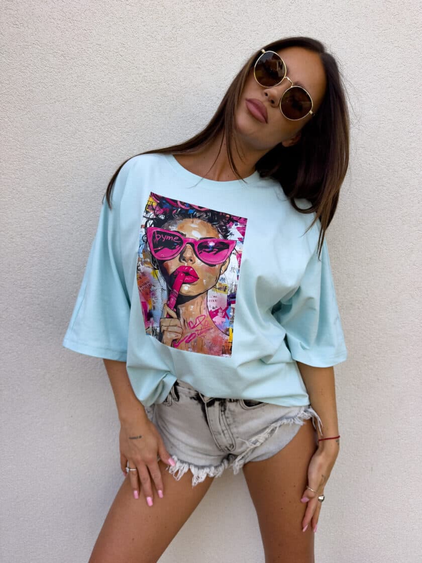 T-shirt PINK - błękitny - obrazek 5