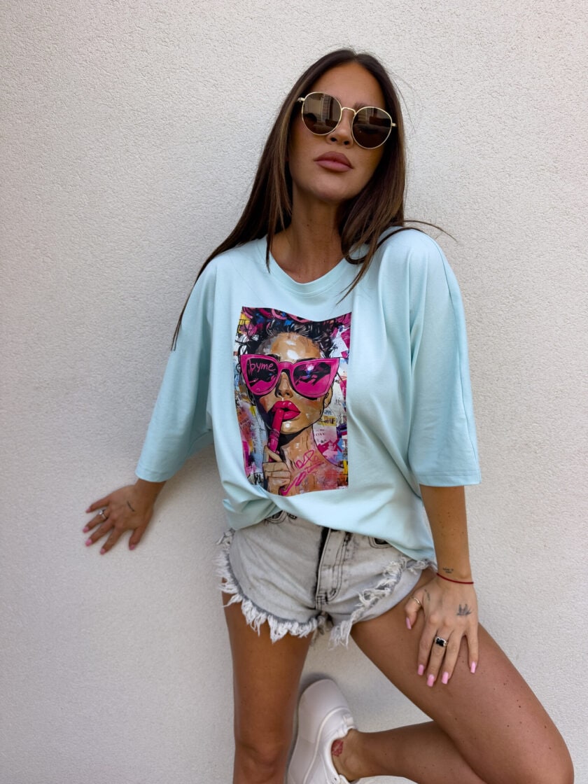 T-shirt PINK - błękitny - obrazek 8