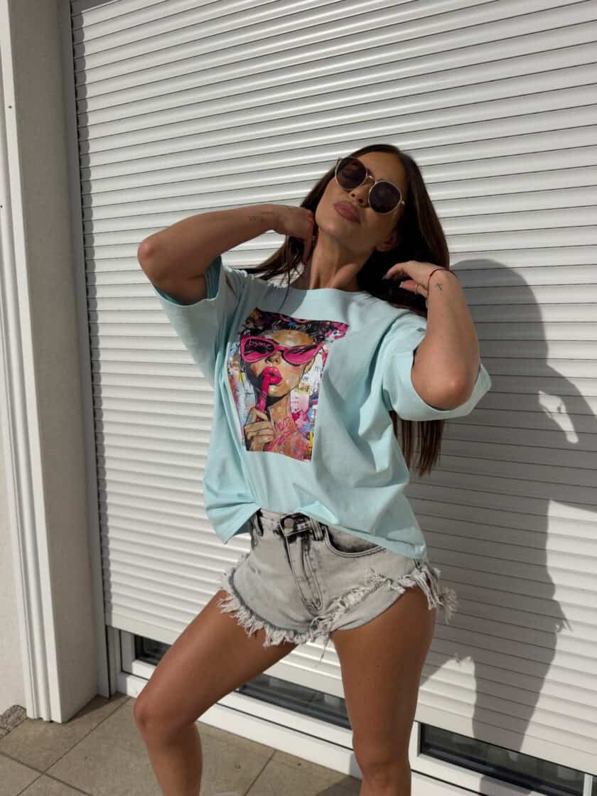 T-shirt PINK - błękitny - obrazek 3