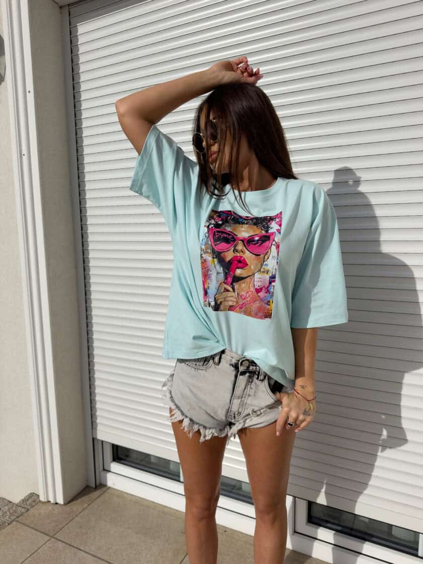 T-shirt PINK - błękitny - obrazek 4