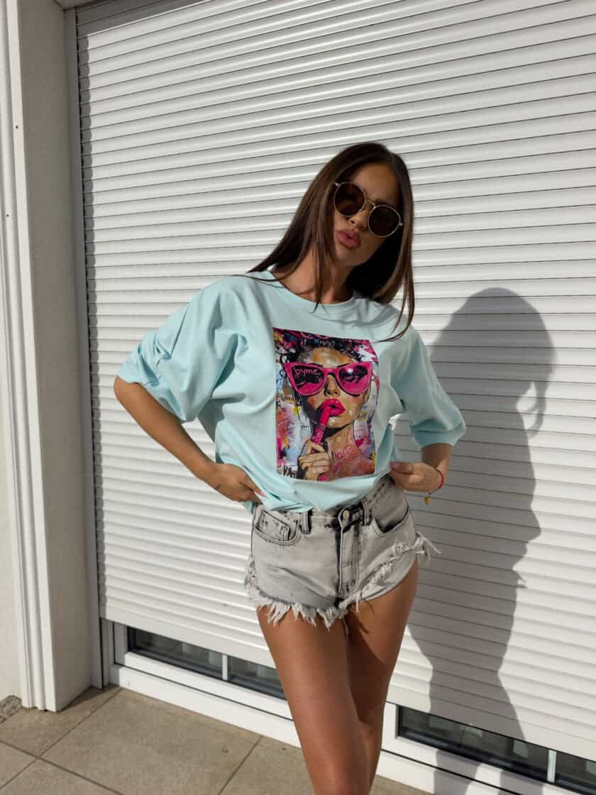 T-shirt PINK - błękitny - obrazek 9