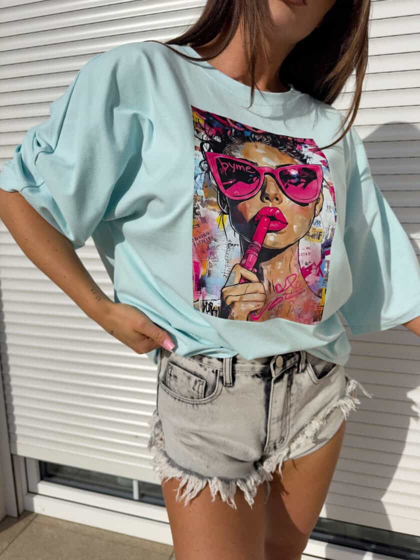 T-shirt PINK - błękitny - obrazek 6