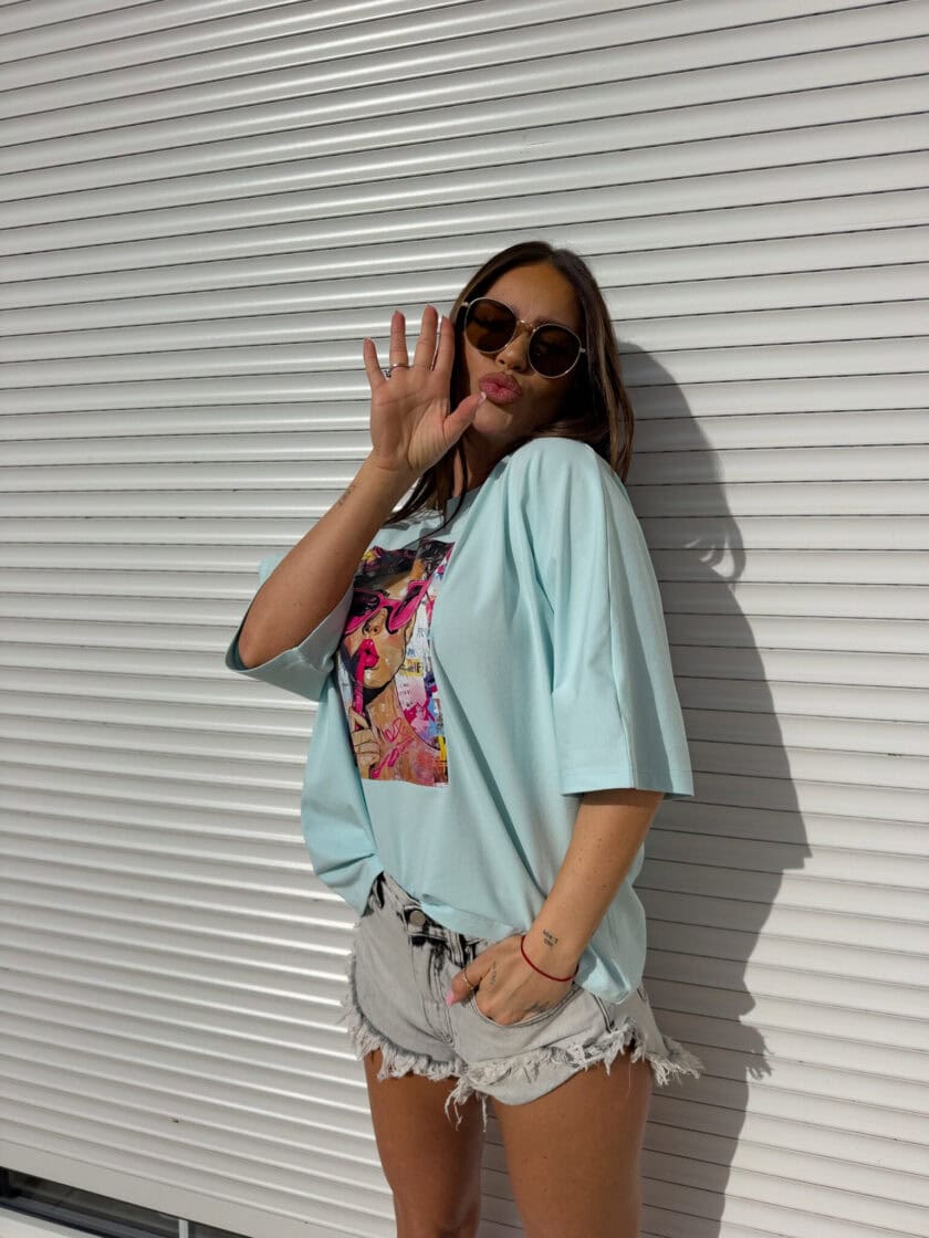 T-shirt PINK - błękitny - obrazek 10