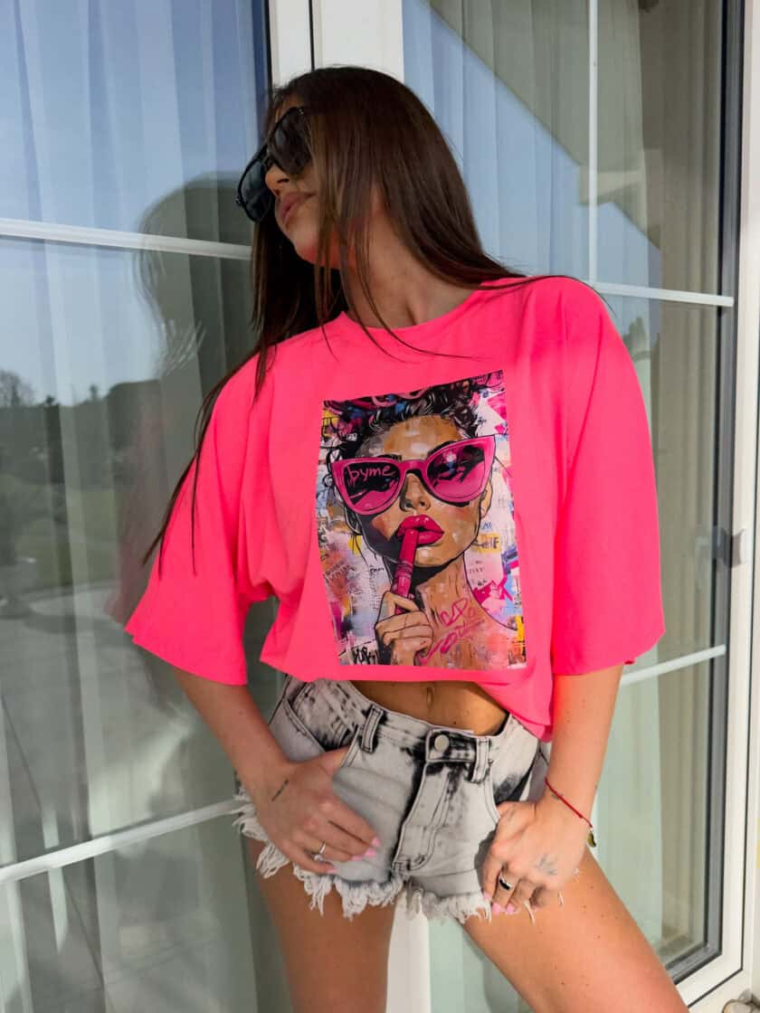 T-shirt PINK - neon róż - obrazek 6