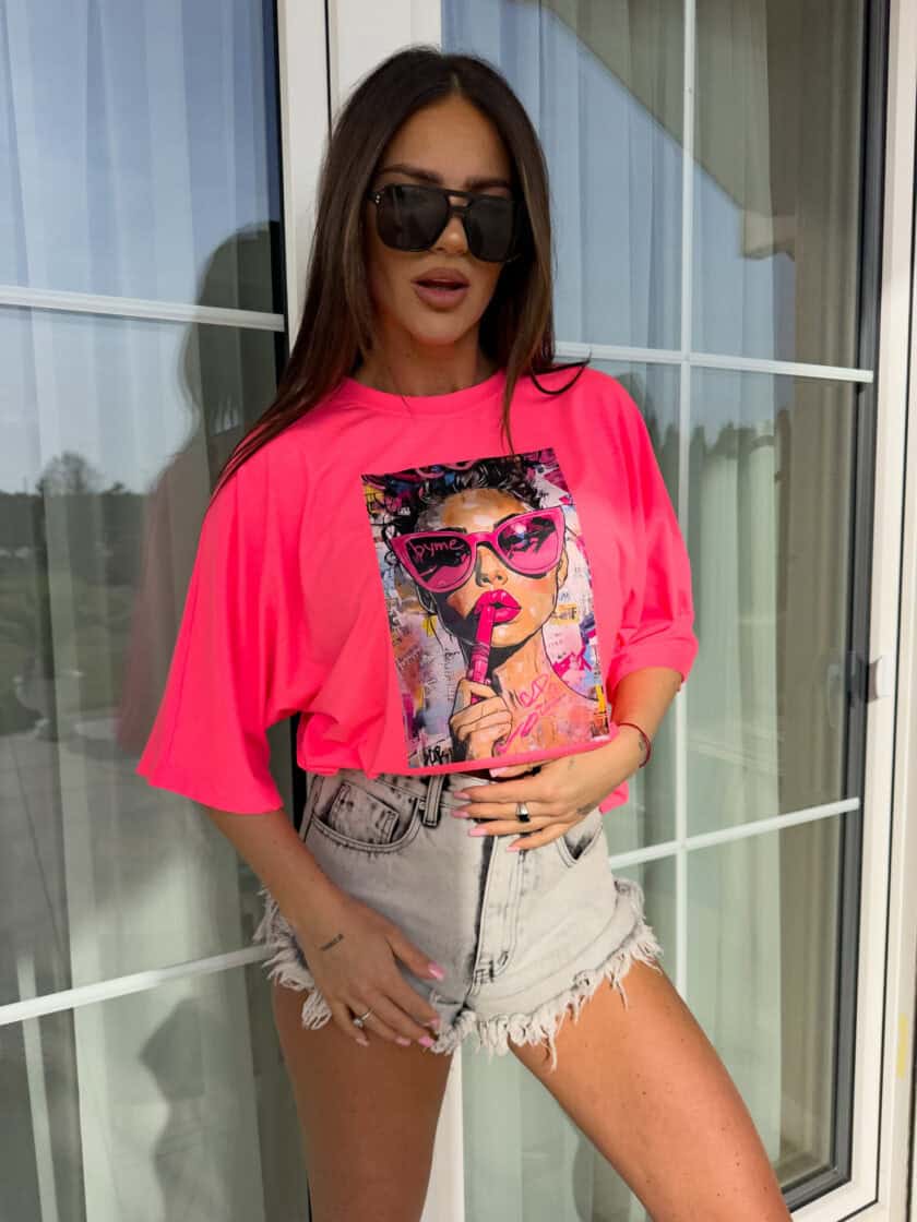 T-shirt PINK - neon róż - obrazek 9