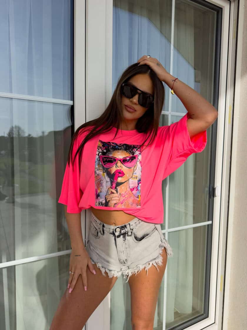 T-shirt PINK - neon róż - obrazek 7