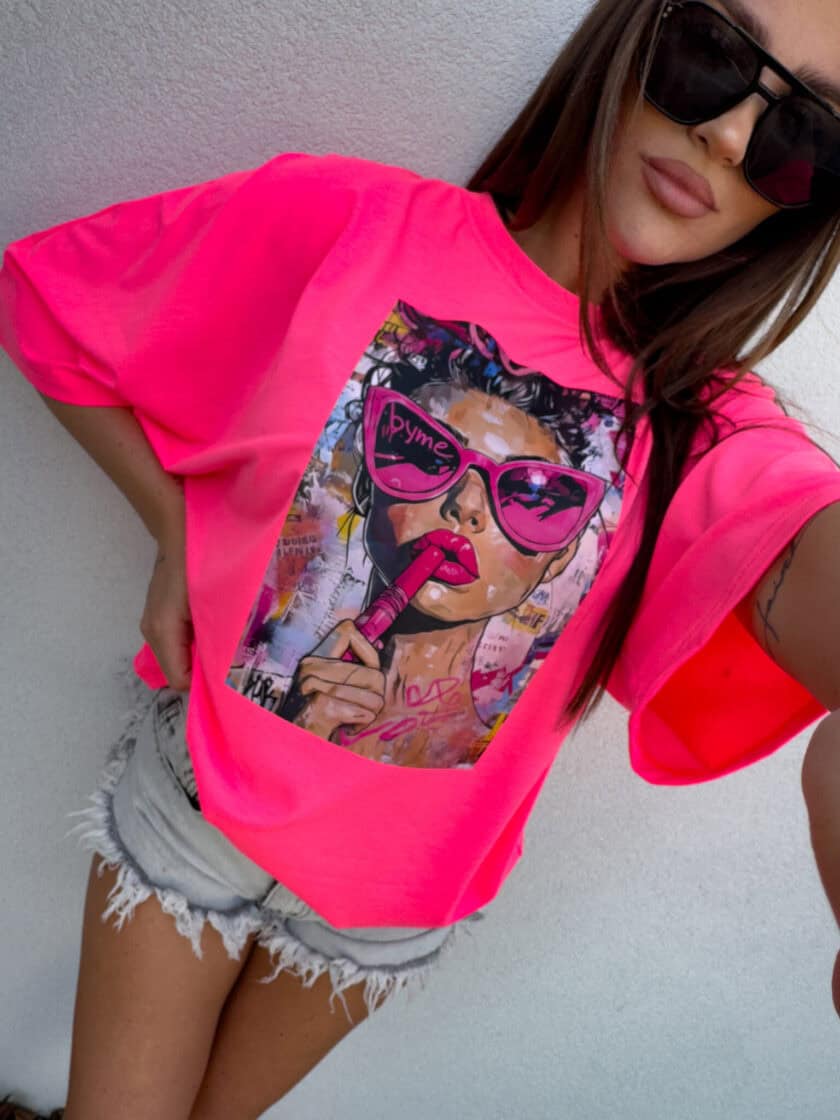 T-shirt PINK - neon róż - obrazek 8