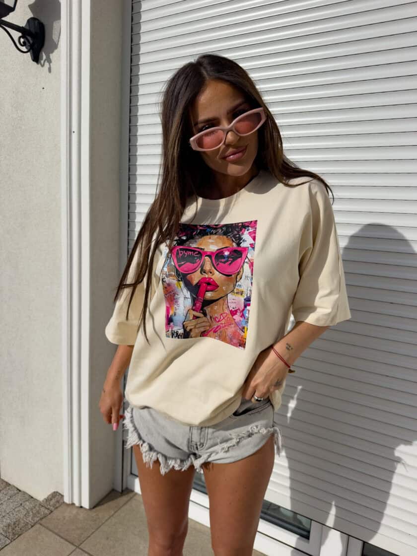 T-shirt PINK - jasny beż - obrazek 6