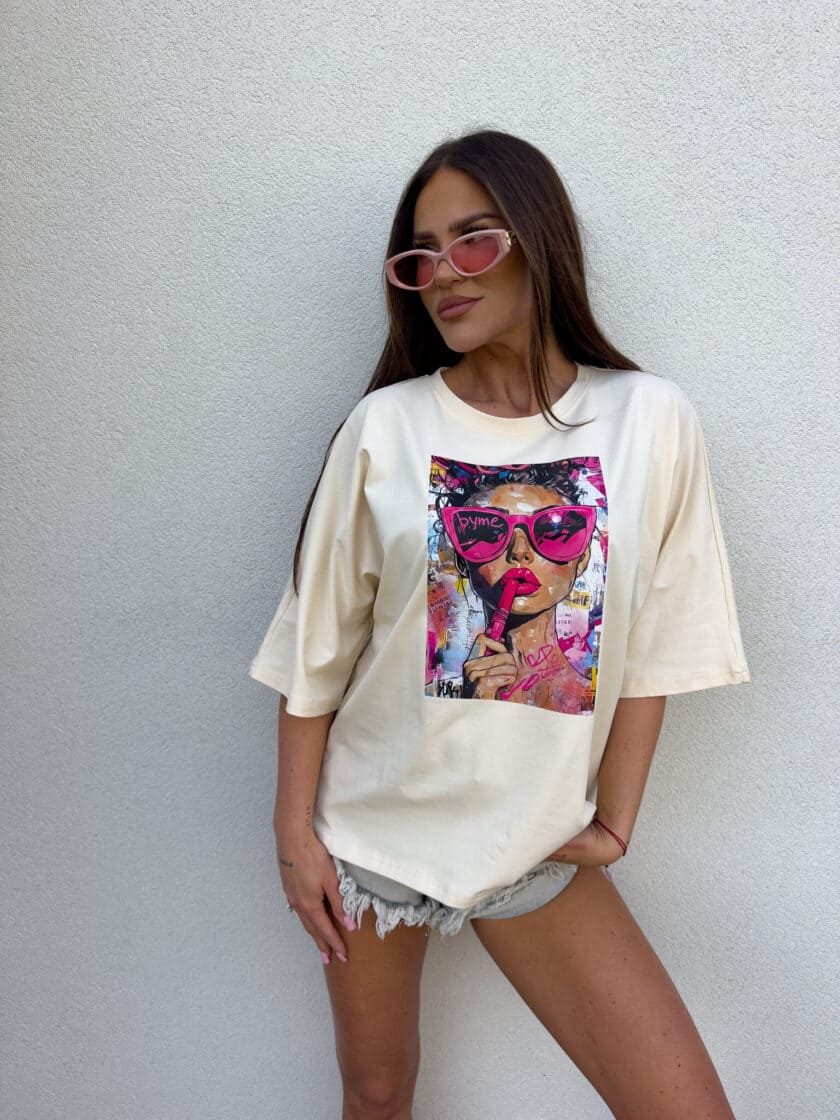 T-shirt PINK - jasny beż - obrazek 5