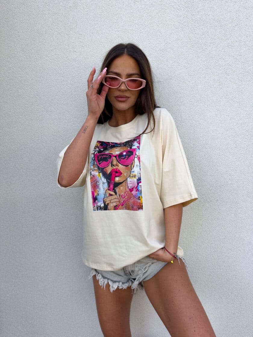 T-shirt PINK - jasny beż - obrazek 7