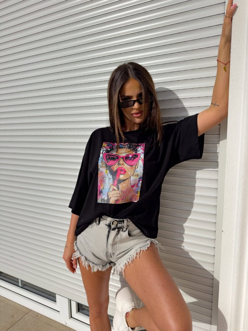 T-shirt PINK - czarny - obrazek 2