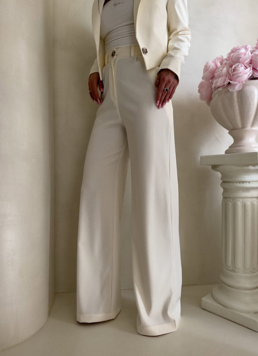 Spodnie CATI - ecru - obrazek 3