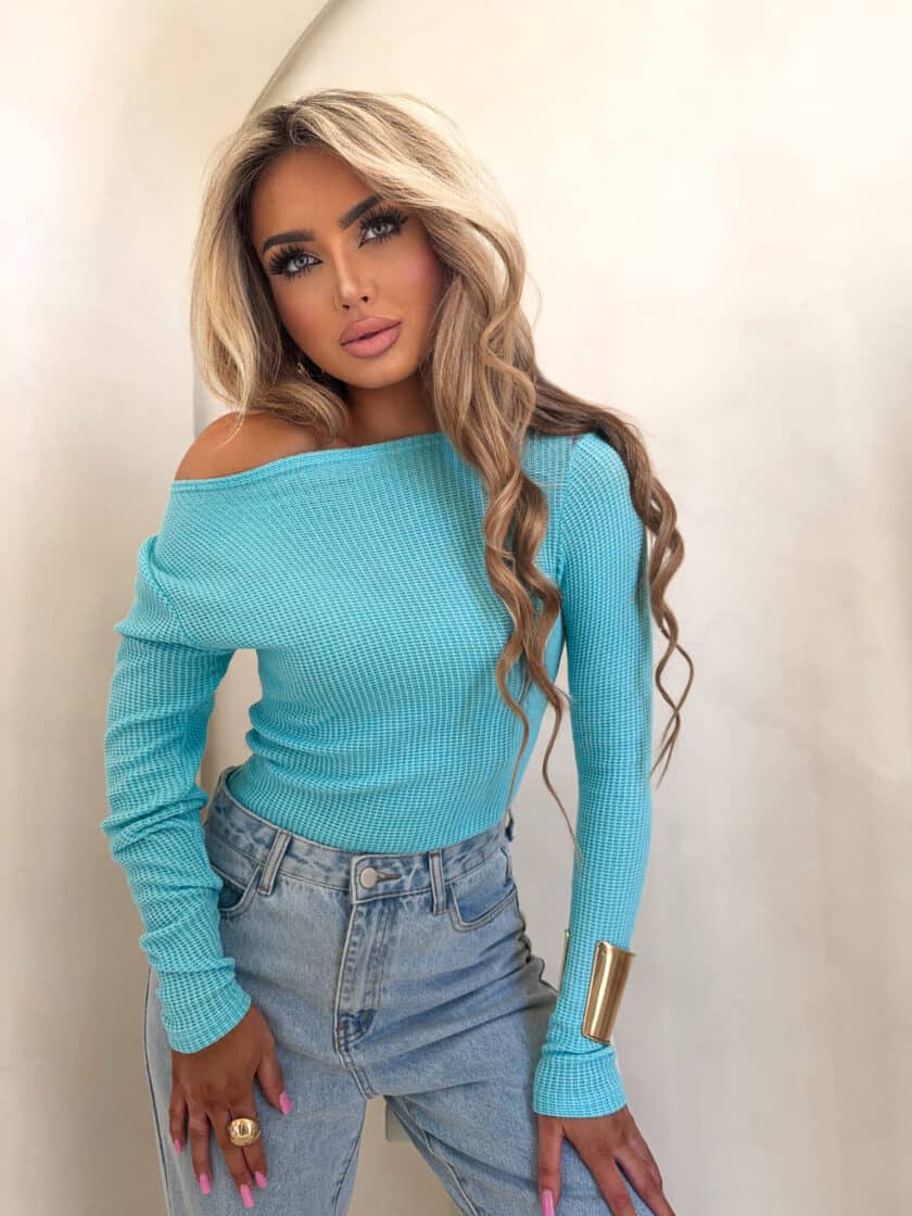 Bluzka SKIN WAFELEK  – niebieski - obrazek 3