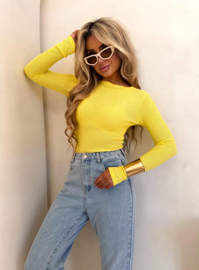 Bluzka SKIN WAFELEK  – żółty