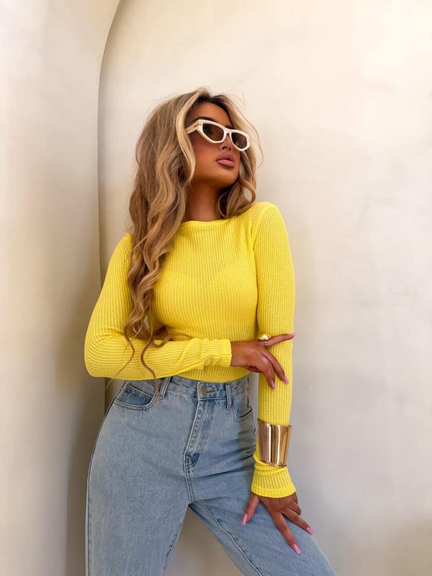 Bluzka SKIN WAFELEK  – żółty - obrazek 3