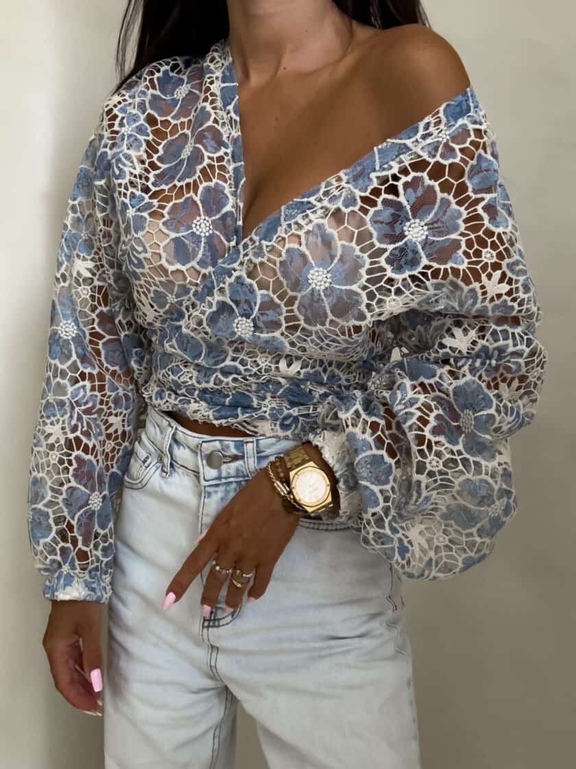 Kimono AŻUROWE  - niebieski - obrazek 20