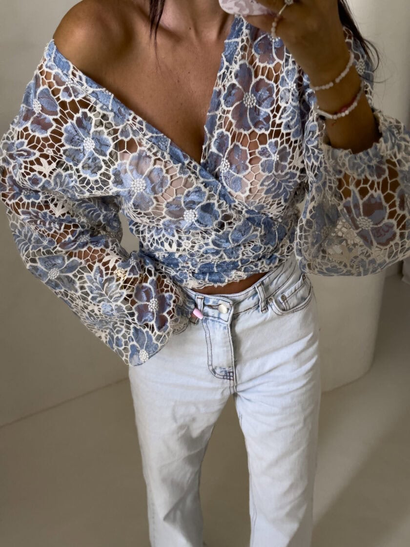 Kimono AŻUROWE  - niebieski - obrazek 18