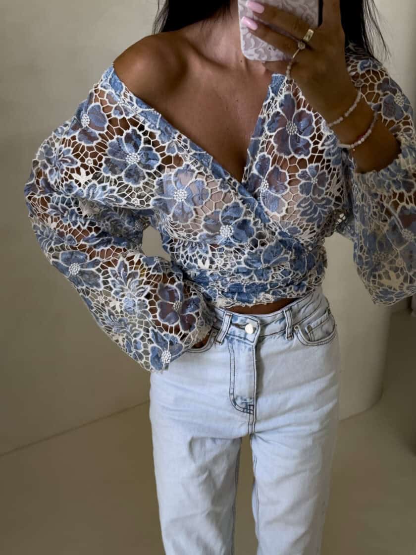 Kimono AŻUROWE  - niebieski - obrazek 17