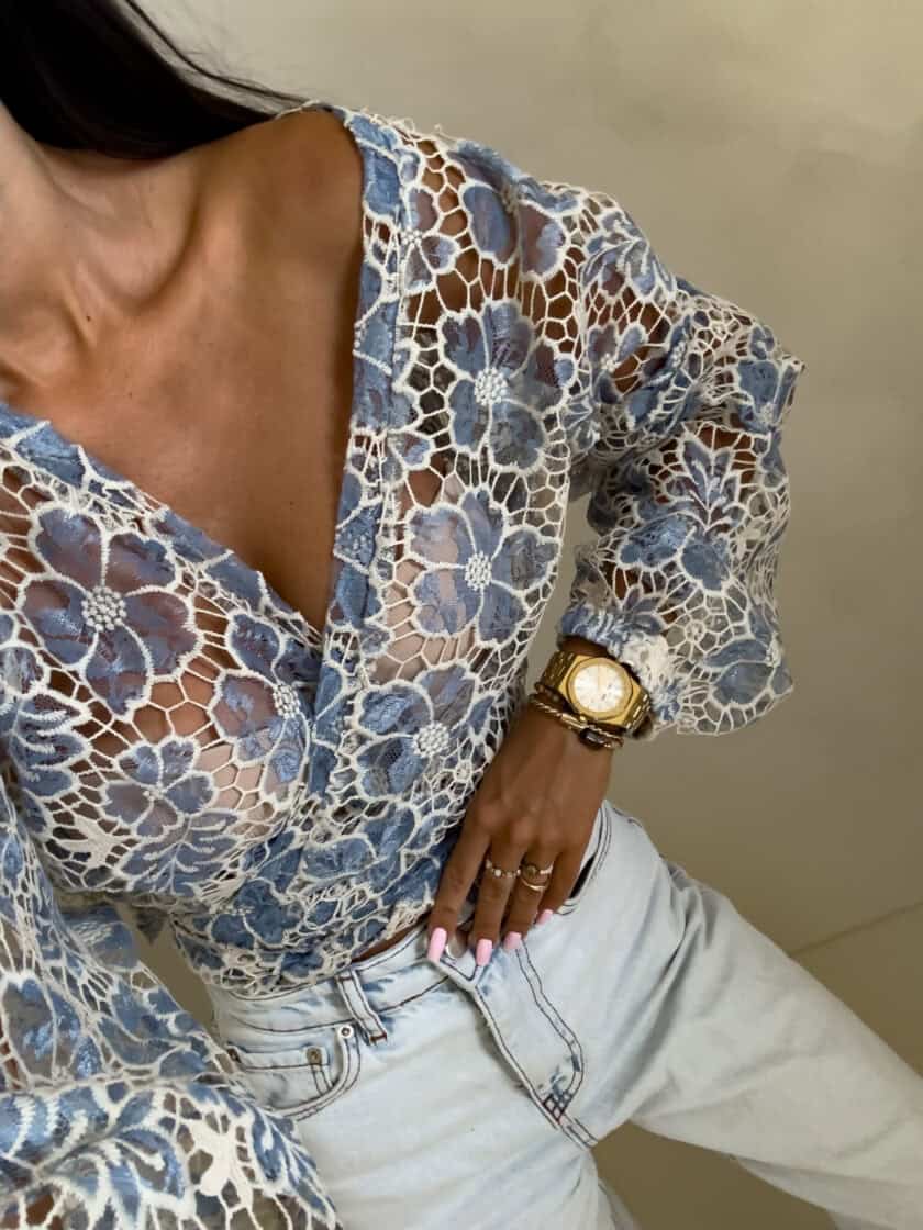 Kimono AŻUROWE  - niebieski - obrazek 15