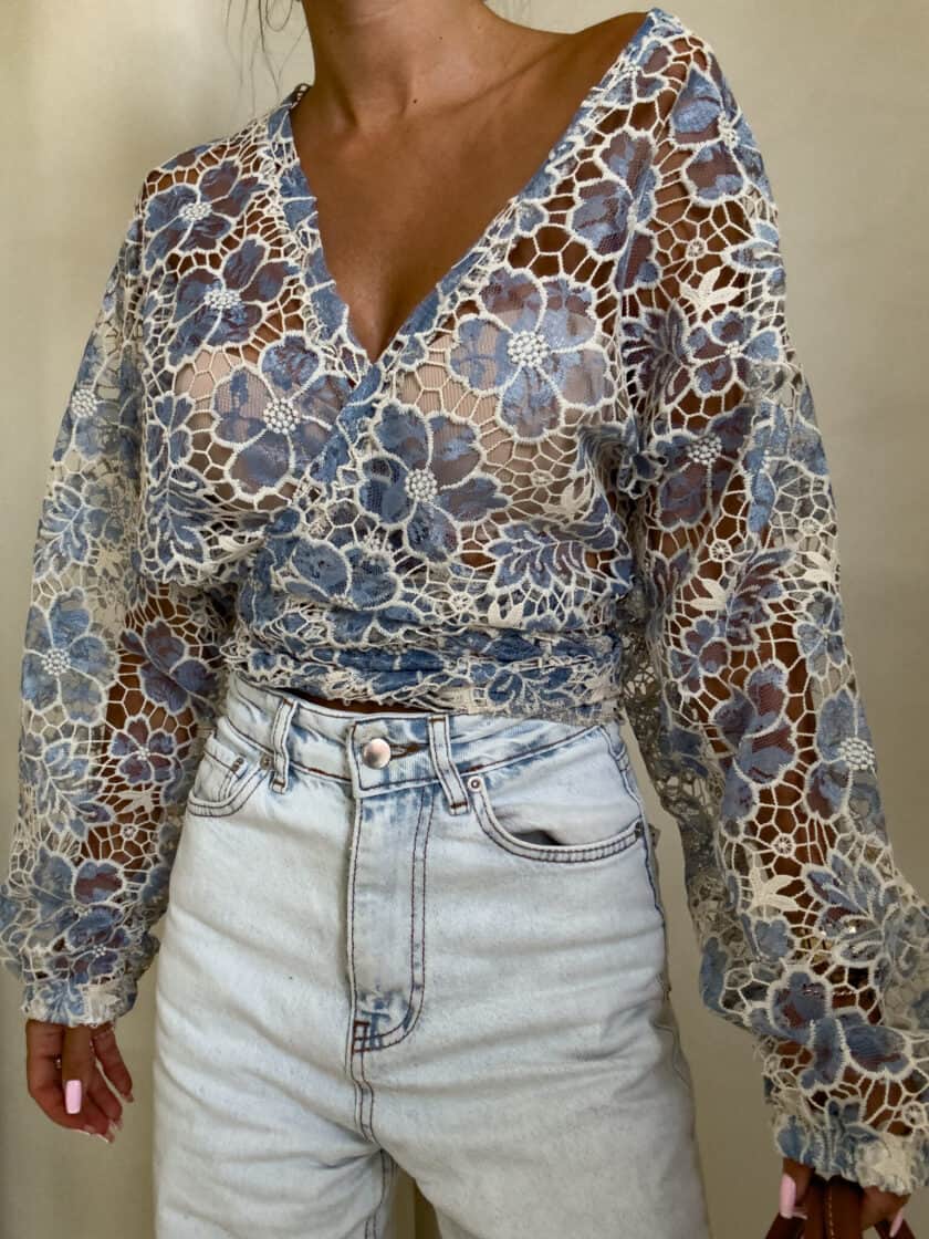 Kimono AŻUROWE  - niebieski - obrazek 13