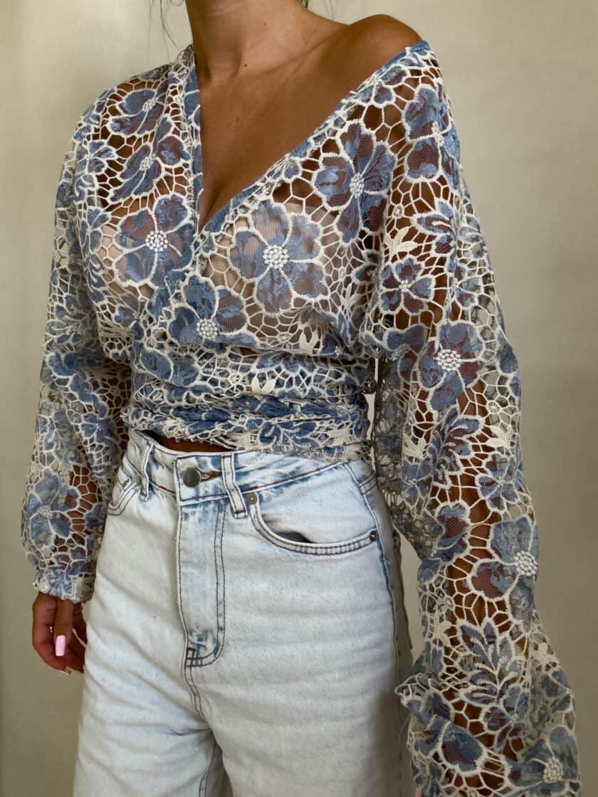 Kimono AŻUROWE  - niebieski - obrazek 11