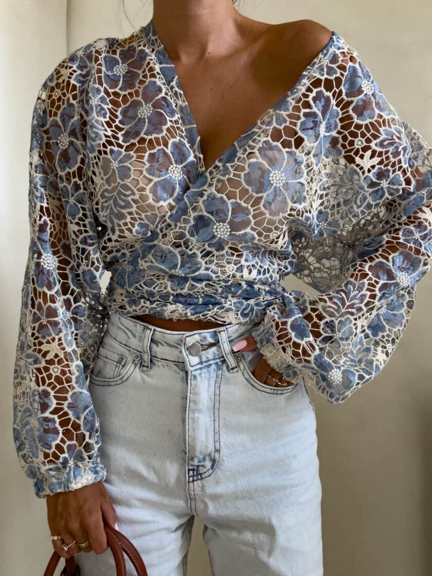 Kimono AŻUROWE  - niebieski - obrazek 10